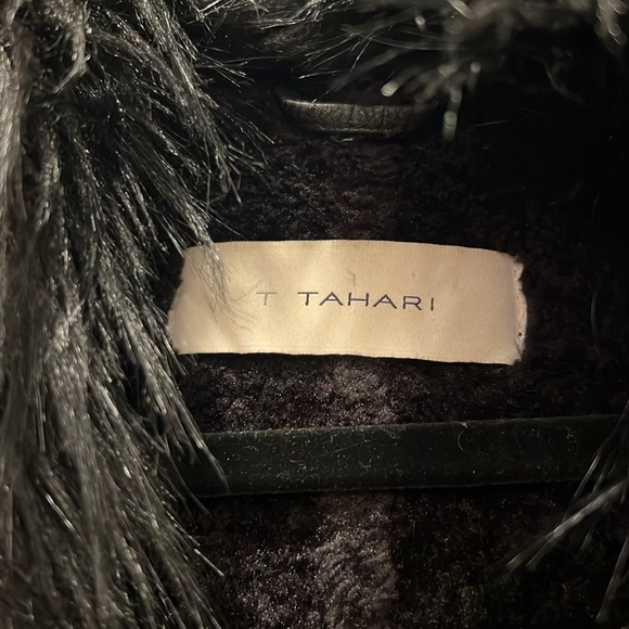 T Tahari shearling faux fur collar coat Zara mango free people Anthropologie H&M - Picture 5 of 8